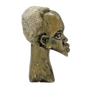 Signed Moses Hand Carved Soapstone Bust Sculpture African Shona Style Head